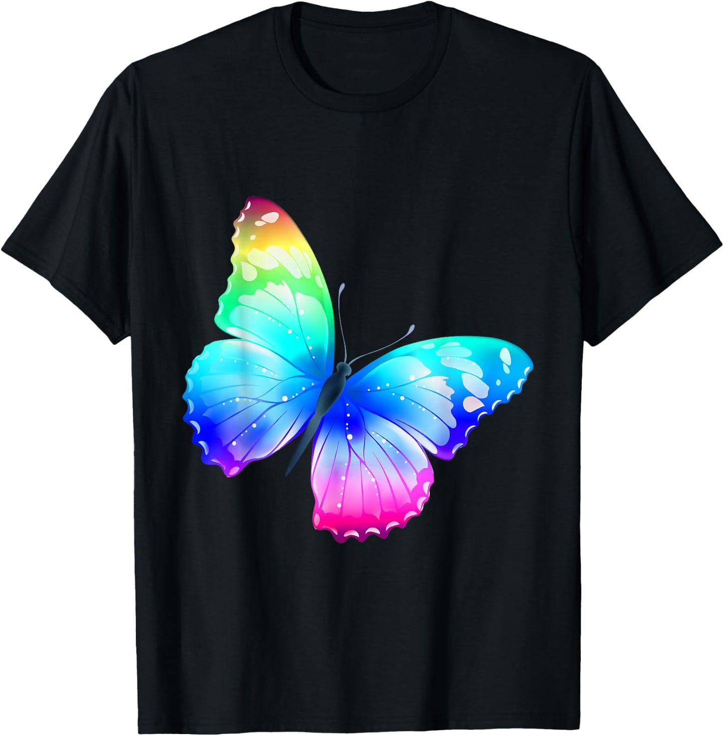 Monarch Butterfly Rainbow Cute Pastel Festival Colorful T-Shirt - T-Shirt | Black