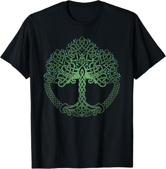 Viking Celtic Knotwork Tree of Life T-Shirt - T-Shirt | Black