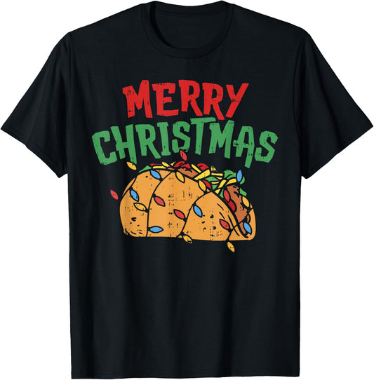 Merry Christmas Taco Shirt Mexican Lover Foodie GIft T-Shirt - T-Shirt | Black