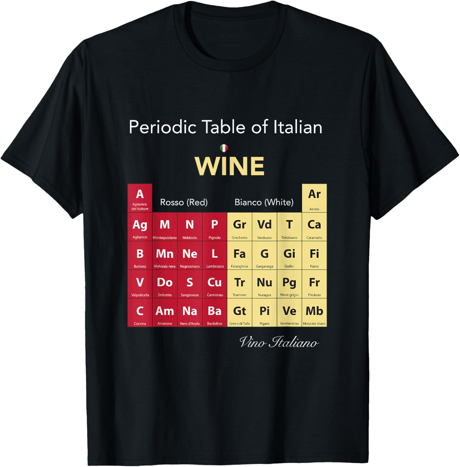 Periodic Table of Italian Wine T-Shirt - T-Shirt | Black