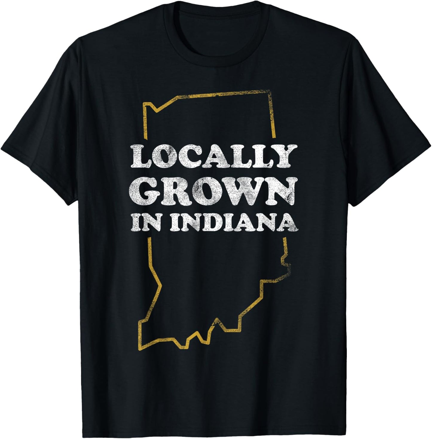 Locally Grown In Indiana State Outline T-Shirt - T-Shirt | Black