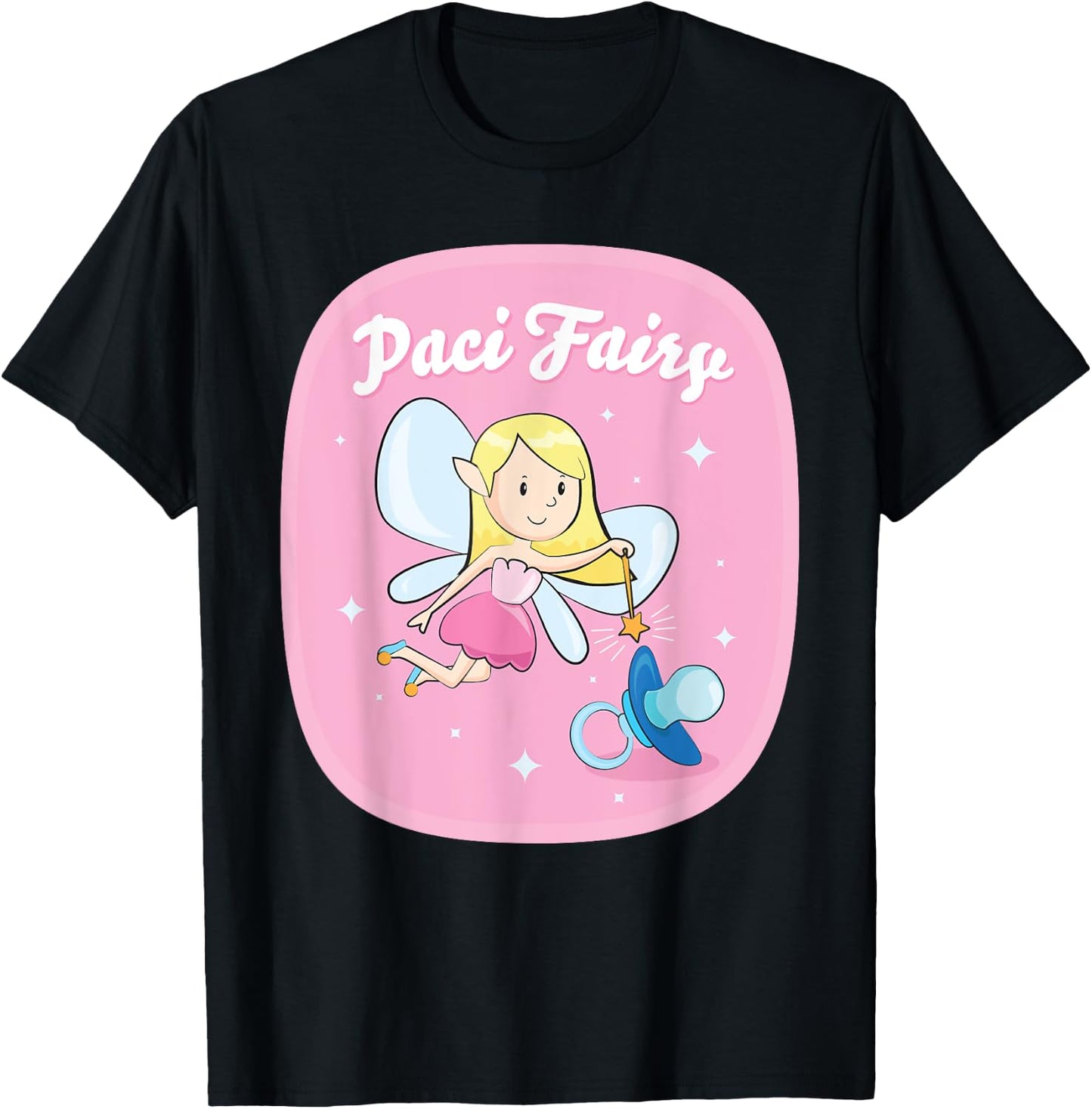 Pacifier Fairy for Girls: Cute Paci Fairy Illustration T-Shirt - T-Shirt | Black