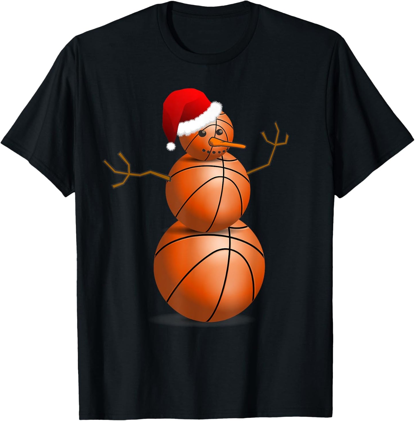 Christmas Basketball Shirt - Basketball Snowman T-Shirt - T-Shirt | Black