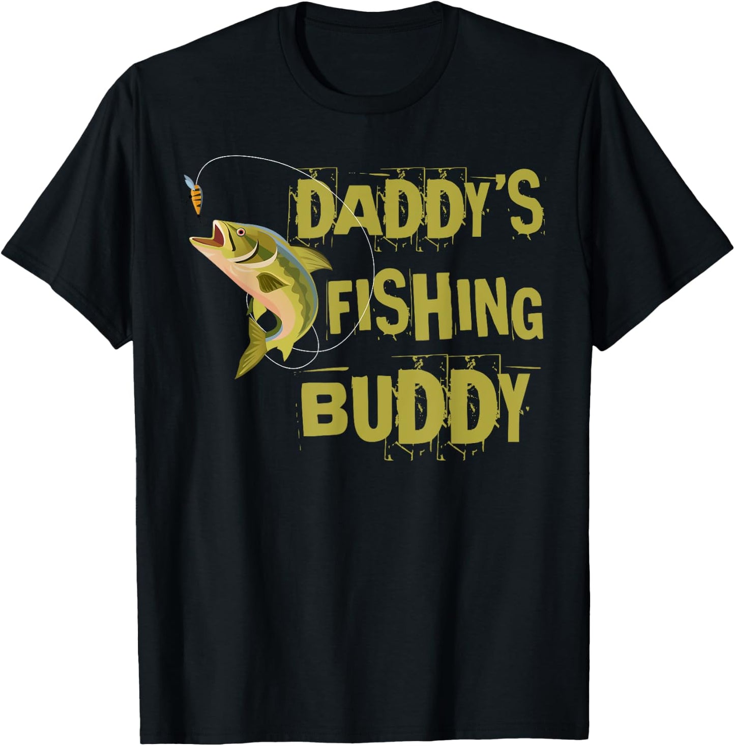 Daddy's Fishing Buddy Shirt Funny Fisherman Boys Girls Kids T-Shirt - T-Shirt | Black