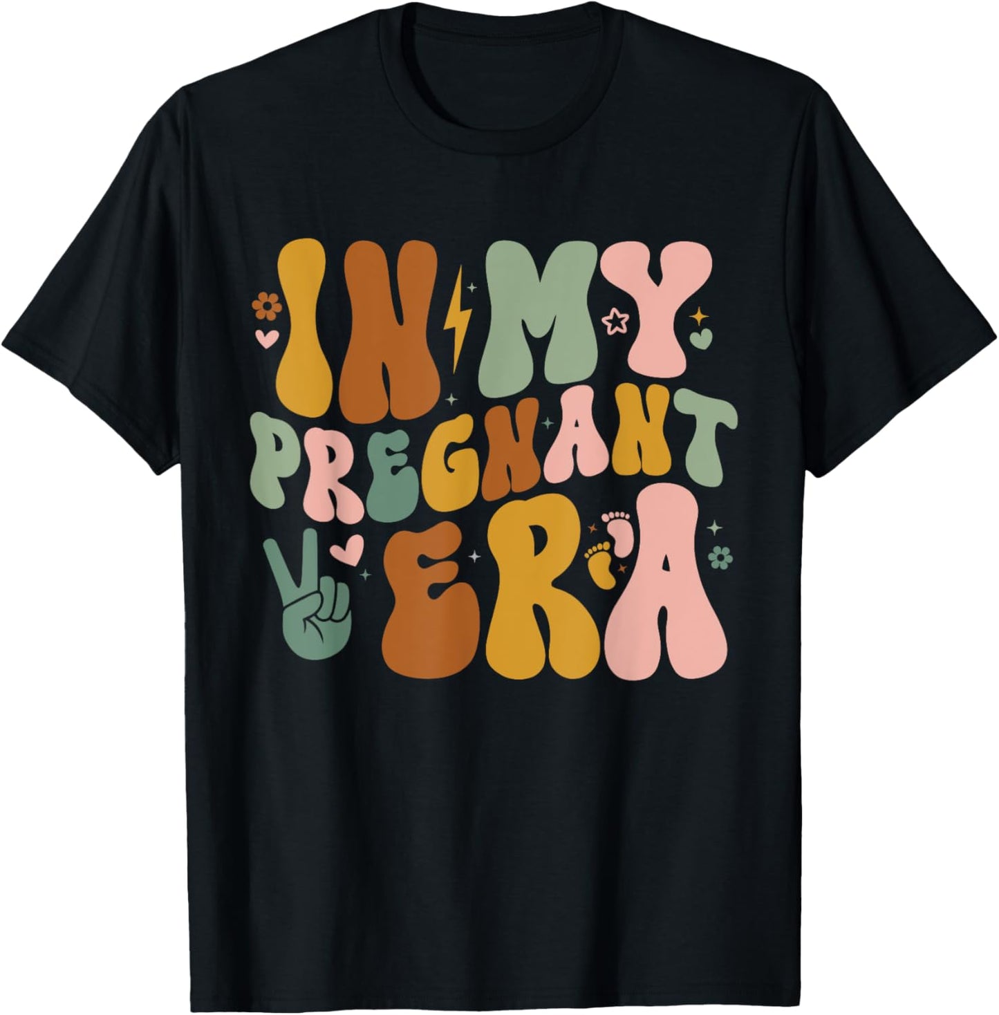 In My Pregnant Era Funny Pregnancy Announcement New Pregnant T-Shirt - T-Shirt | Black