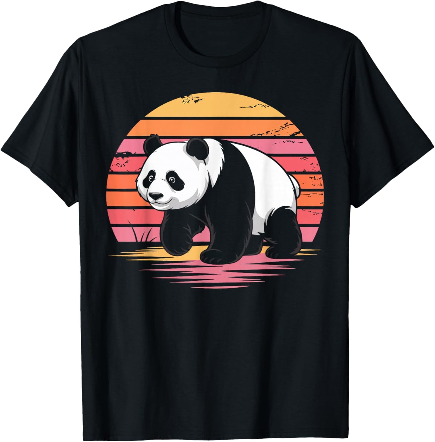 Retro Panda Lover Vintage Sunset Summer Vibes Gifts for Kids T-Shirt - T-Shirt | Black