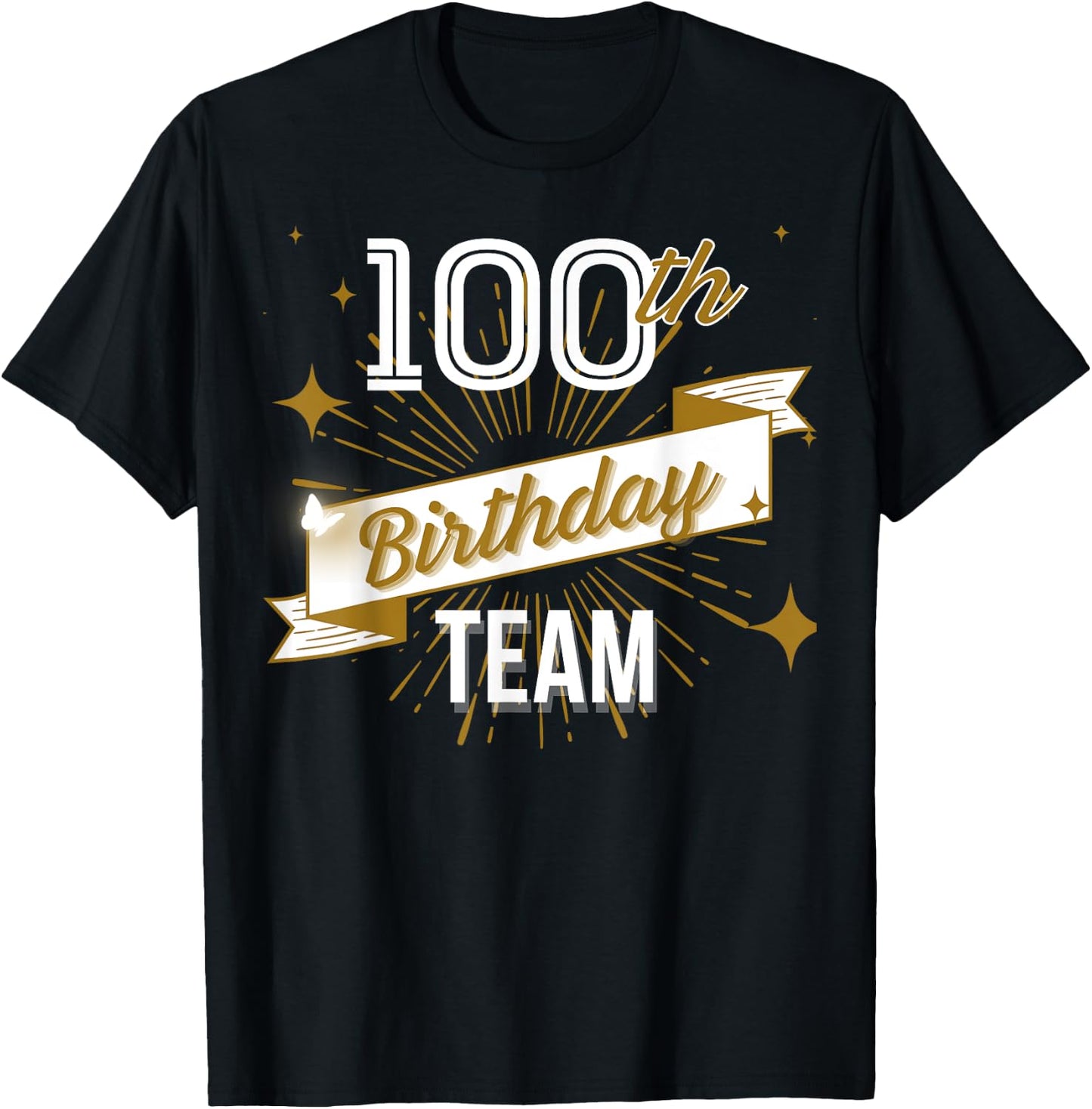 100th Birthday Crew 100 Years Old Attend Bday Party Vintage T-Shirt - T-Shirt | Black
