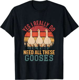 Vintage Retro Need All These Gooses Funny Farmer Rancher T-Shirt - T-Shirt | Black