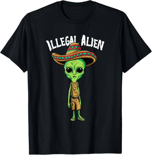 Funny Mexico Spanish UFO Illegal Alien T-Shirt - T-Shirt | Black