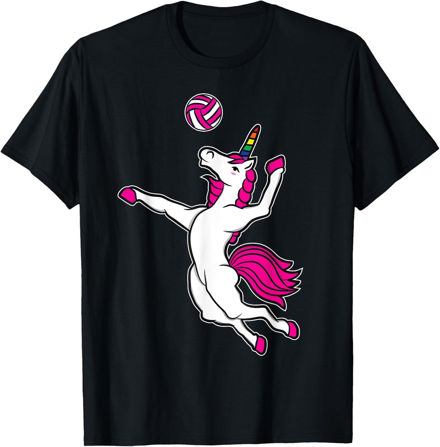 Funny Volleyball Unicorn For Volleyball Girls T-Shirt - T-Shirt | Black