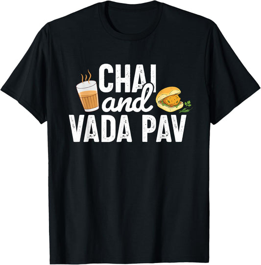 Desi Punjabi Sikh Funny Indian Chai and Vada Pav Street Food T-Shirt - T-Shirt | Black