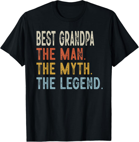 Best Grandpa The Grandpa The Myth The Legend Fathers Day T-Shirt - T-Shirt | Black