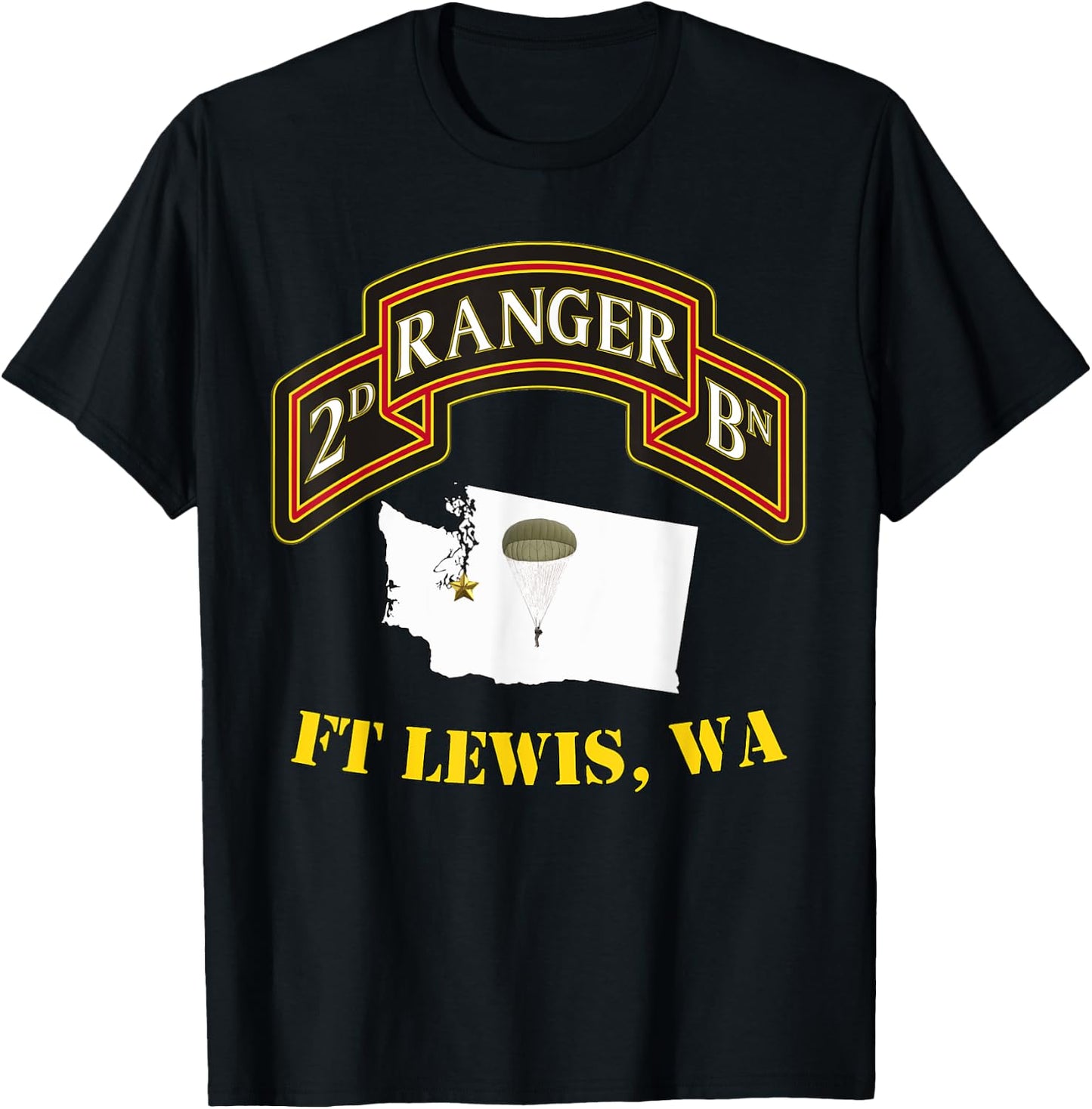 75th Rangers - Ft Lewis, WA 2nd Bn Ranger Unit Vets T-Shirt - T-Shirt | Black