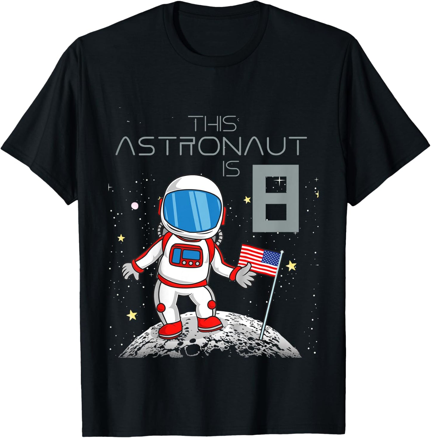 Kids 8th Birthday Astronaut Shirt Boys Gift 8 Year Old Space Geek T-Shirt - T-Shirt | Black