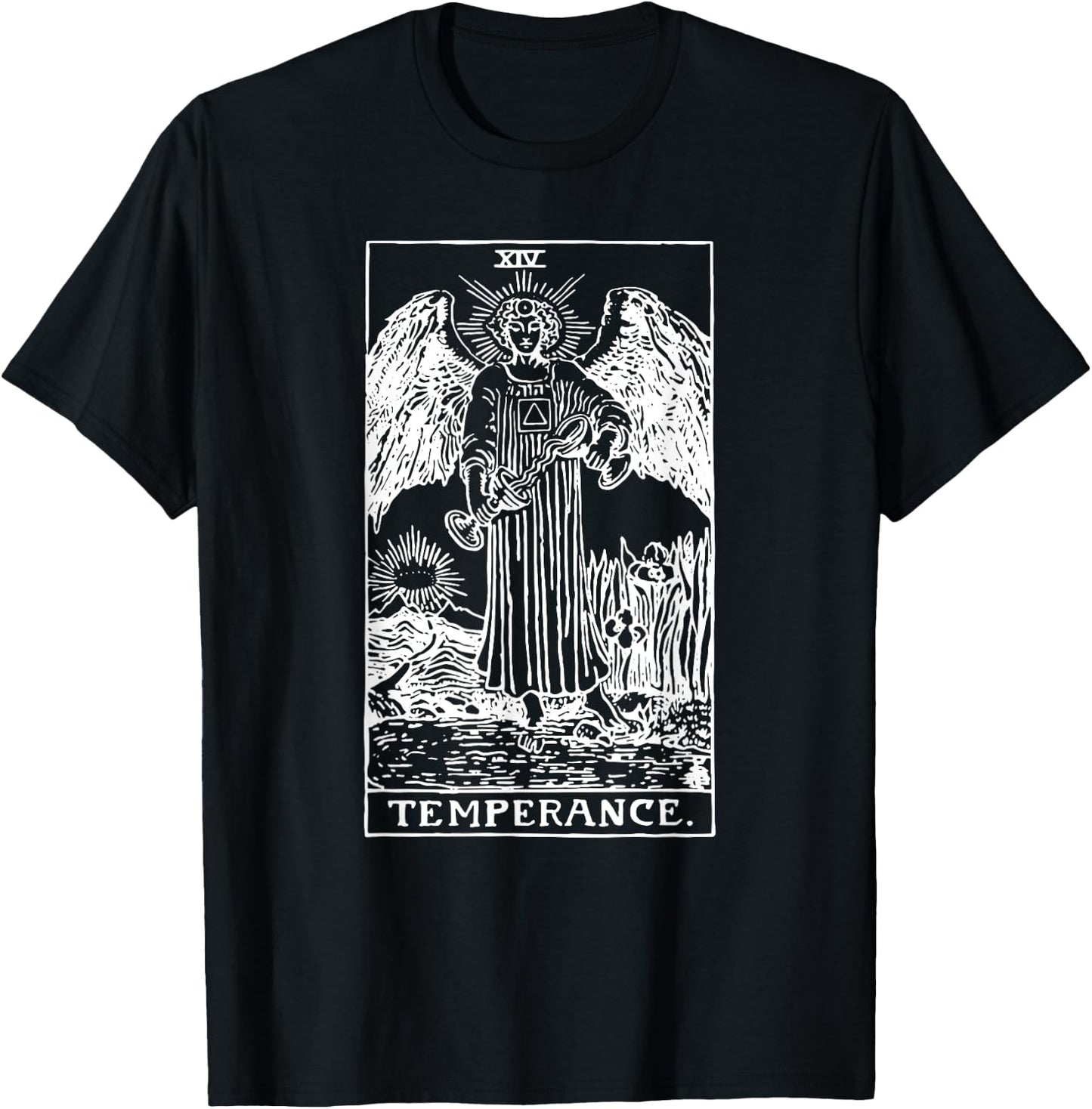 Temperance (Art) Tarot Card XIV T-Shirt - T-Shirt | Black