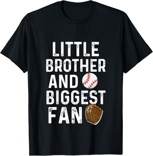 Baseball Little Brother and Biggest Fan Game Day Travel T-Shirt - T-Shirt | Black