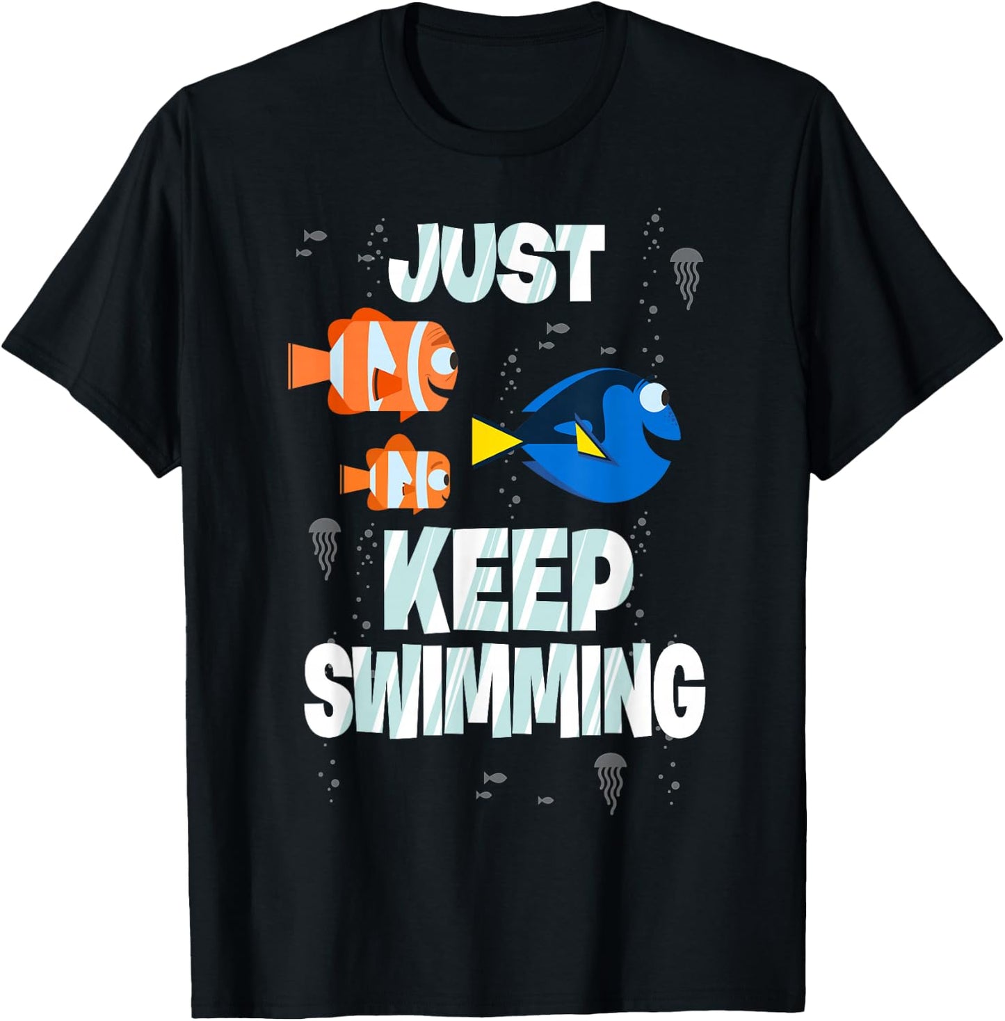 Disney Pixar Finding Dory Just Keep Swimming Clown Fish Crew T-Shirt - T-Shirt | Black