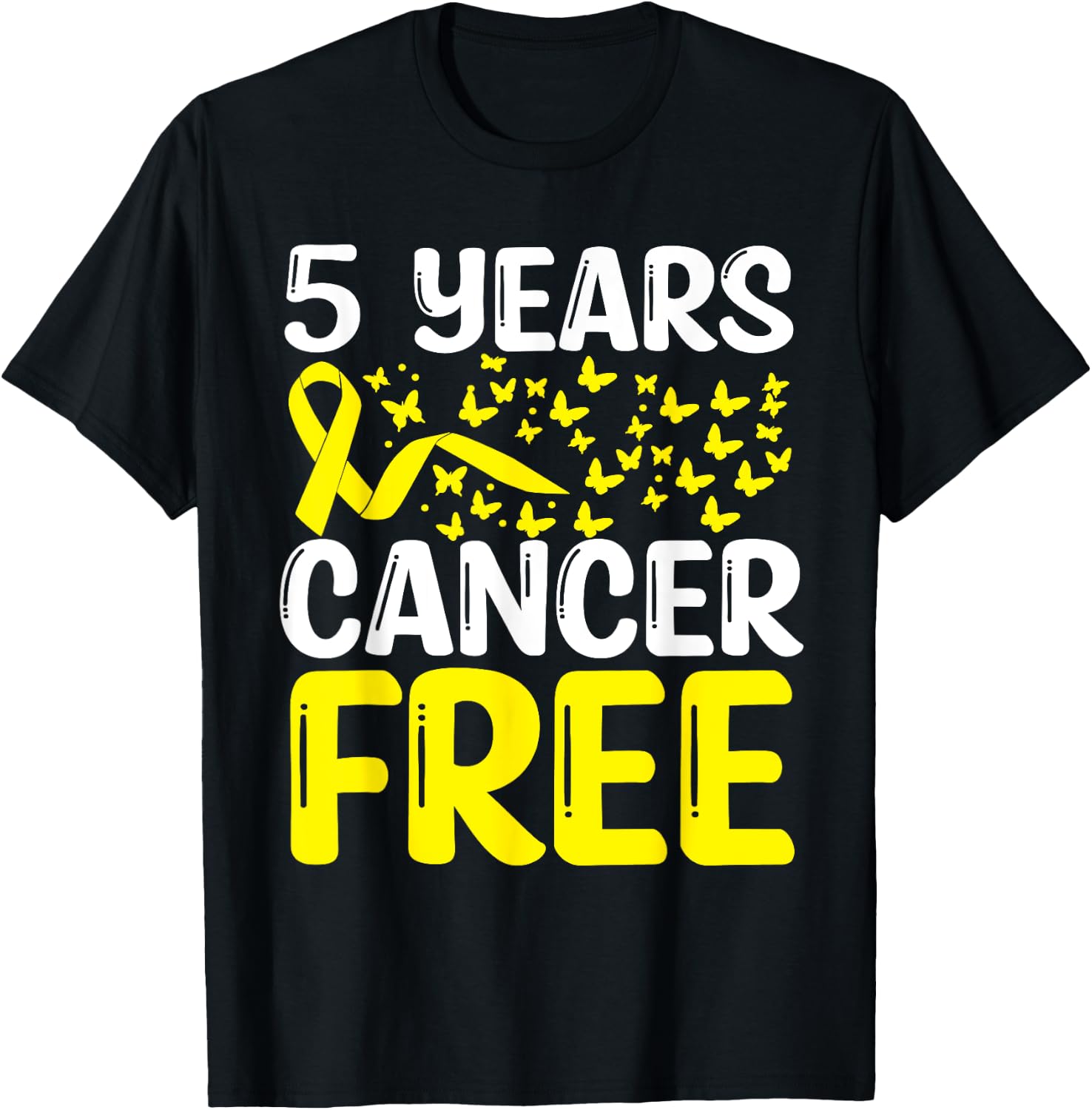 5 Years Childhood Cancer Free Neuroblastoma Survivor Ribbon T-Shirt - T-Shirt | Black
