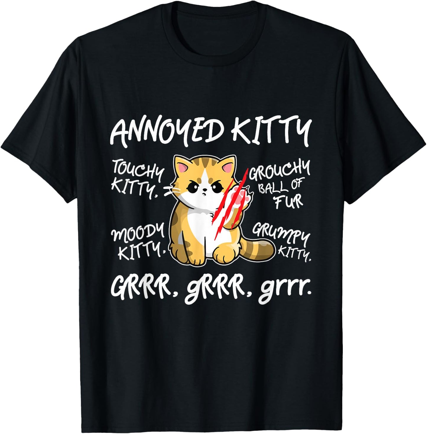Angry Cat - Moody Annoyed Kitty - Size - Cute Cat's T-Shirt - T-Shirt | Black