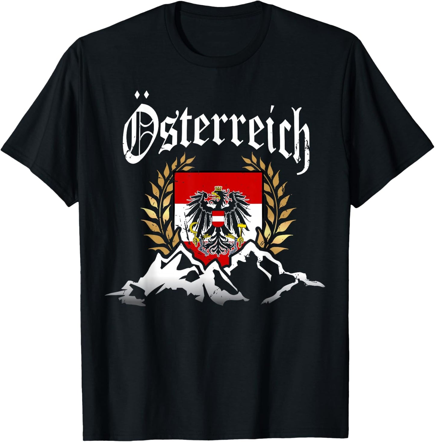 Austria Oesterreich with alps mountains men and women T-Shirt - T-Shirt | Black