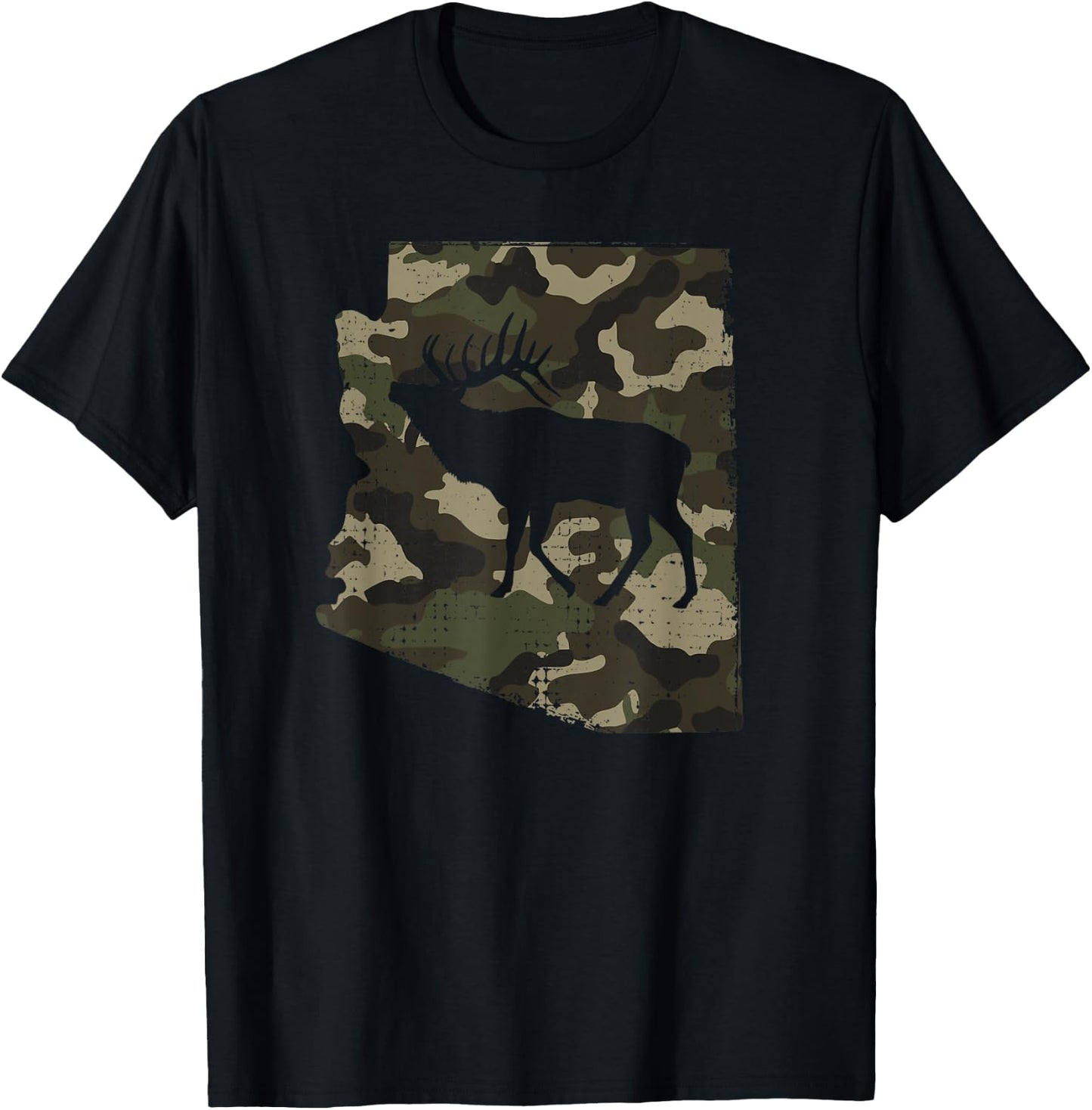 Camo Arizona Elk Hunting T Shirt - AZ Bull Elk Hunting Shirt T-Shirt - T-Shirt | Black