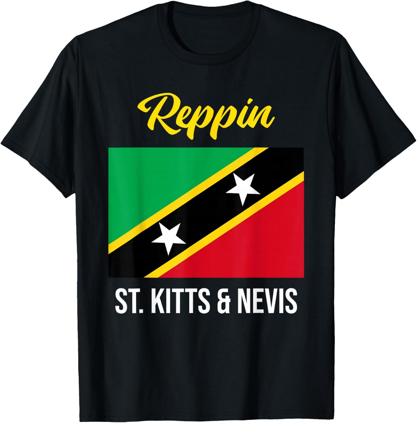 St. Kitts & Nevis Flag Reppin West Indies T Shirt T-Shirt - T-Shirt | Black