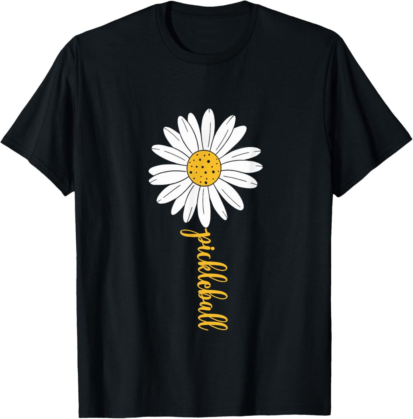Pickleball Daisy Flower Pickleball Lover T-Shirt - T-Shirt | Black