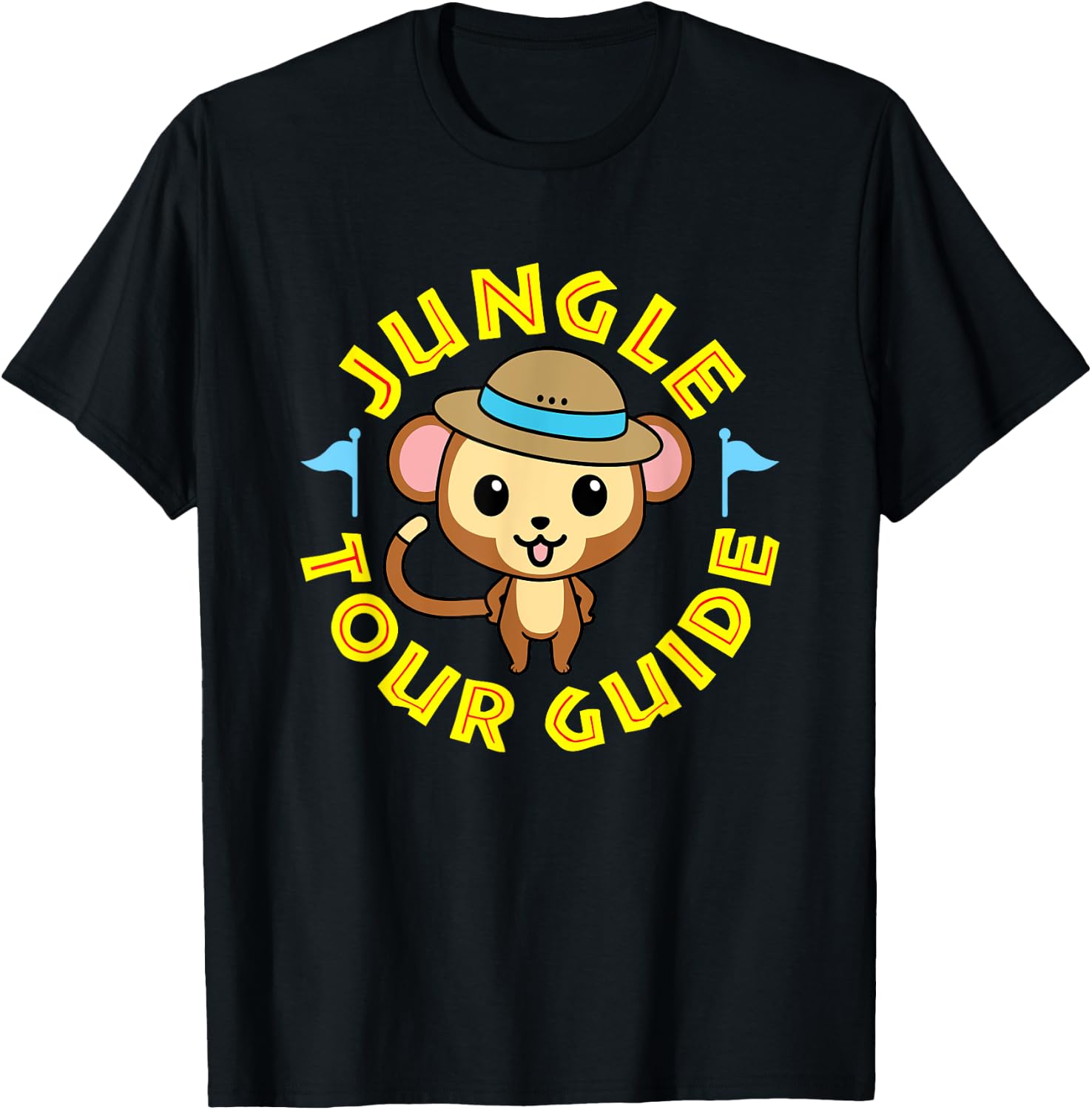Monkey in Hat - Jungle Tour Guide T-Shirt - T-Shirt | Black