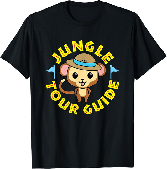 Monkey in Hat - Jungle Tour Guide T-Shirt - T-Shirt | Black