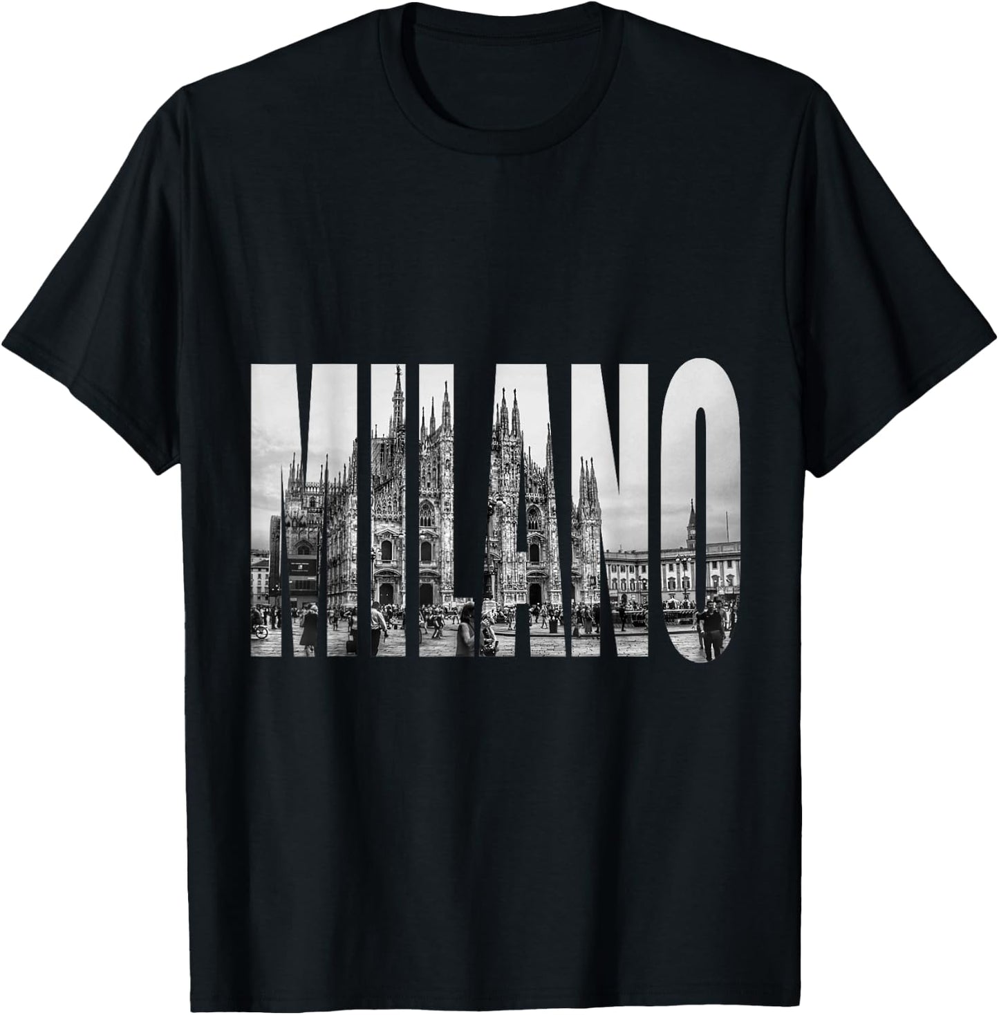 Milano Duomo Black and White Logo Picture T-Shirt - T-Shirt | Black