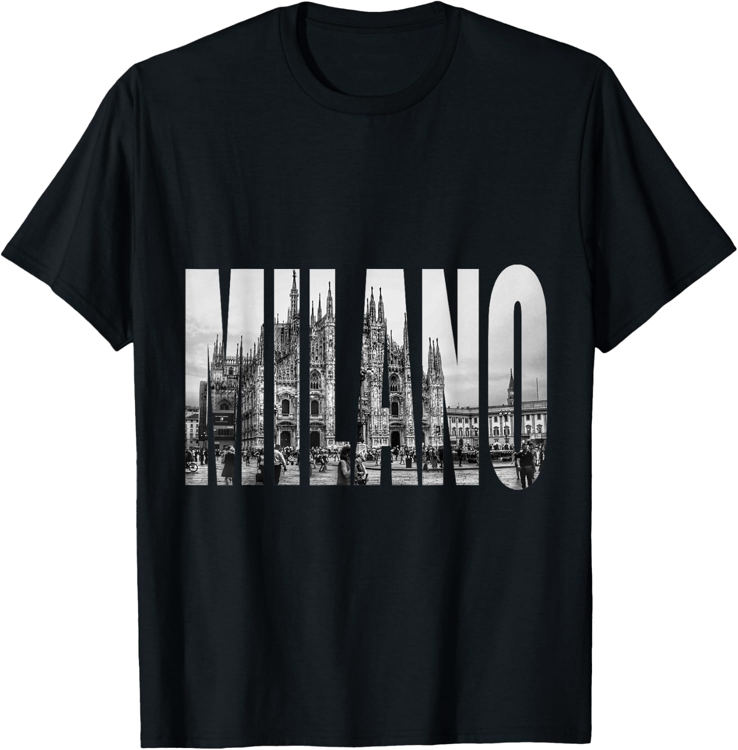 Milano Duomo Black and White Logo Picture T-Shirt - T-Shirt | Black