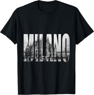 Milano Duomo Black and White Logo Picture T-Shirt - T-Shirt | Black