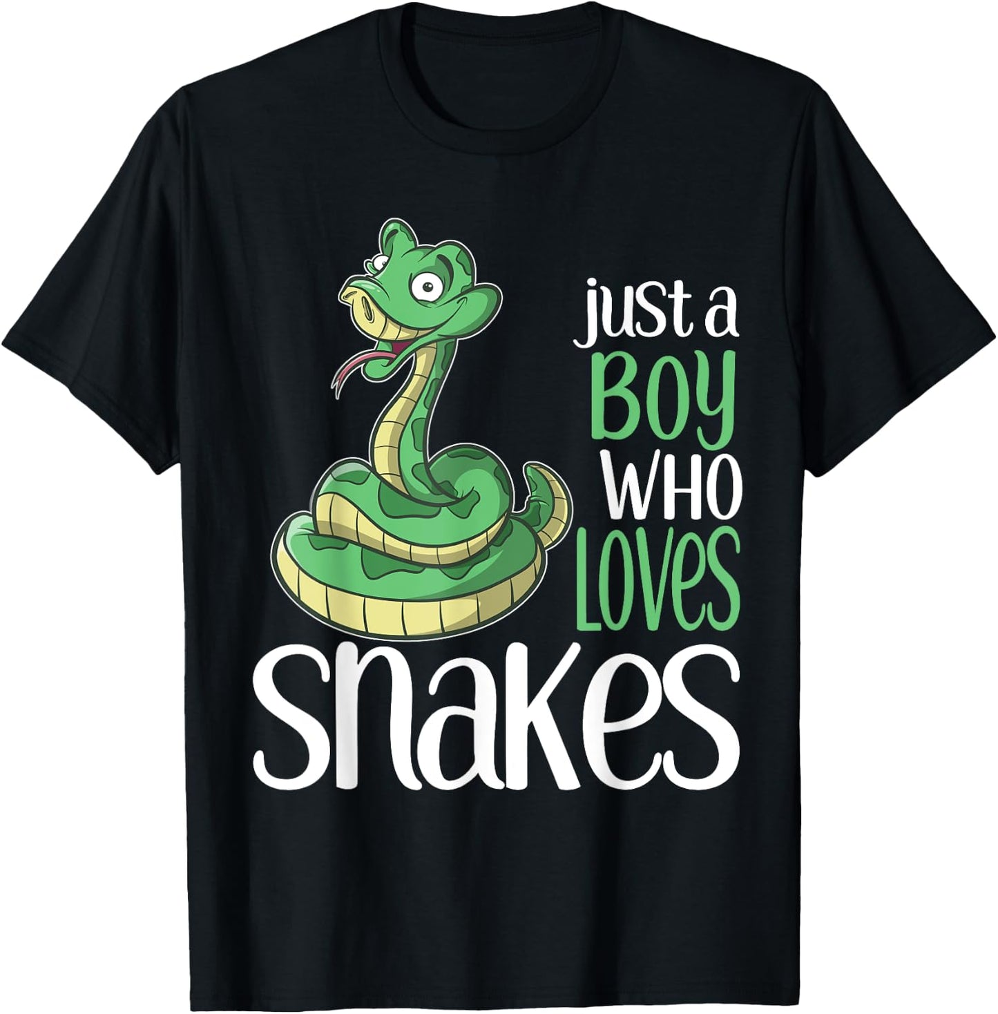 Just a Boy Who Loves Snakes Gift T Shirt for Kids and Boys T-Shirt - T-Shirt | Black