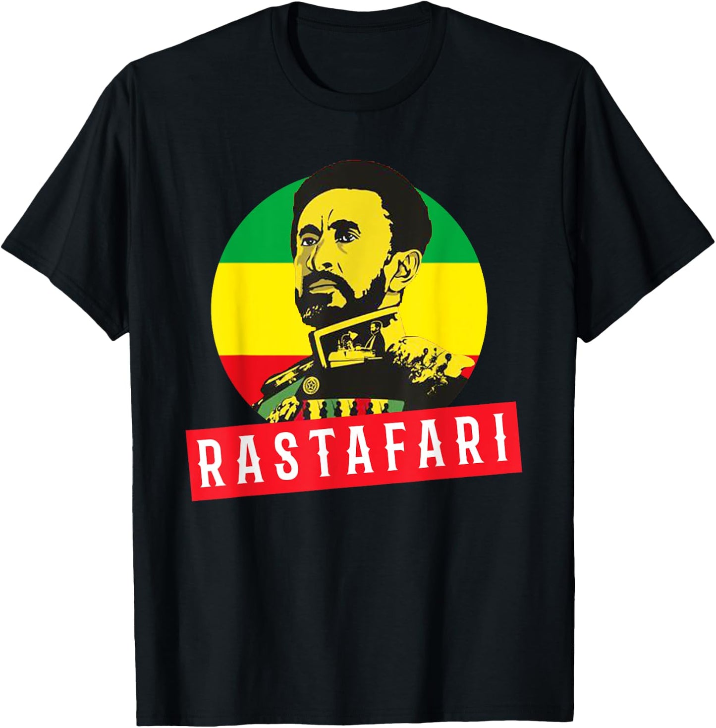 Jah Rastafari Reggae Roots shirt Haile Selassie T shirt T-Shirt - T-Shirt | Black