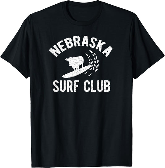 Nebraska Surf Club - Funny Nebraska Shirt T-Shirt - T-Shirt | Black
