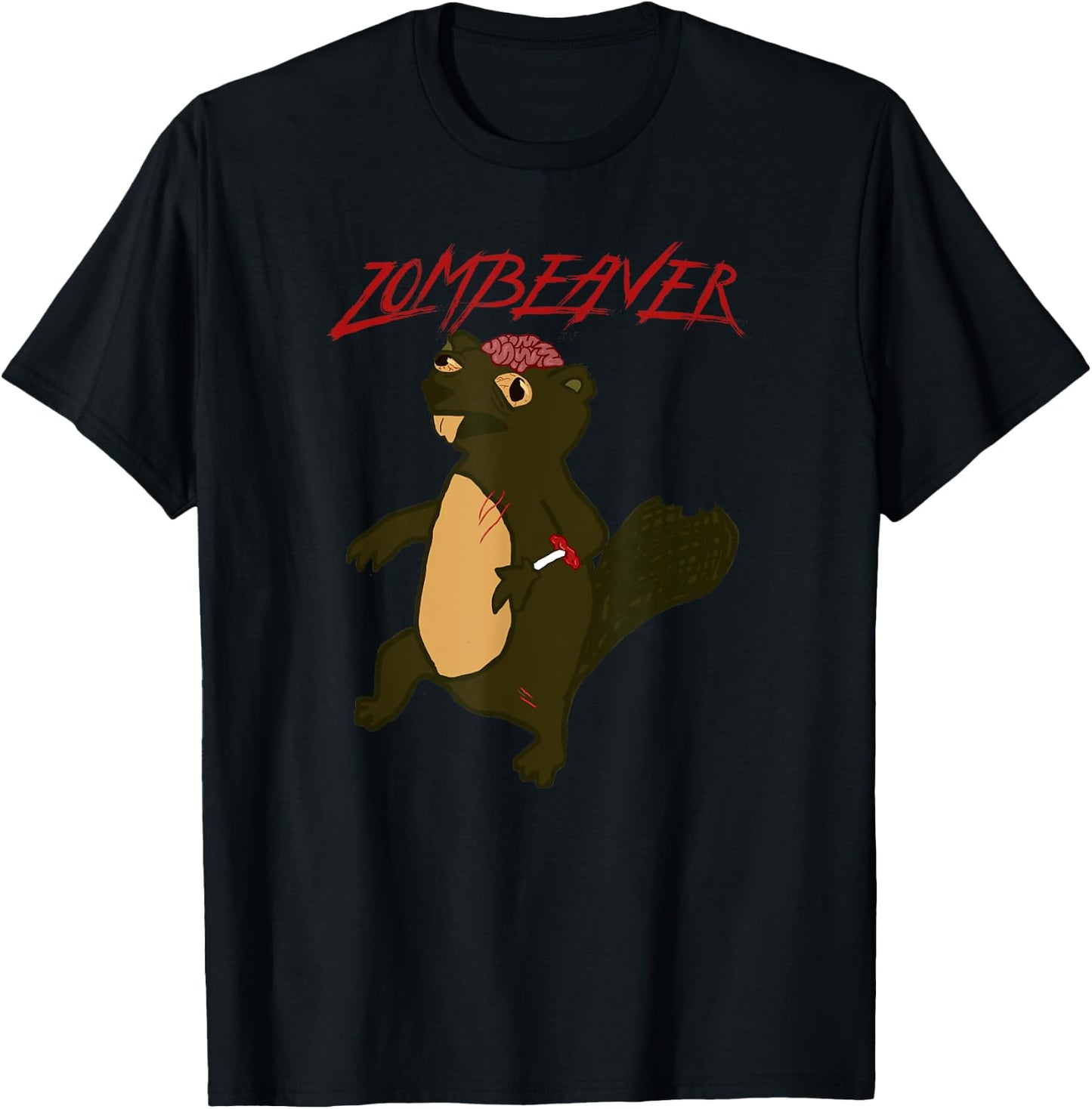 Zombeavers Shirt Funny Zombie Beaver Joke Spooky Zombeaver T-Shirt - T-Shirt | Black