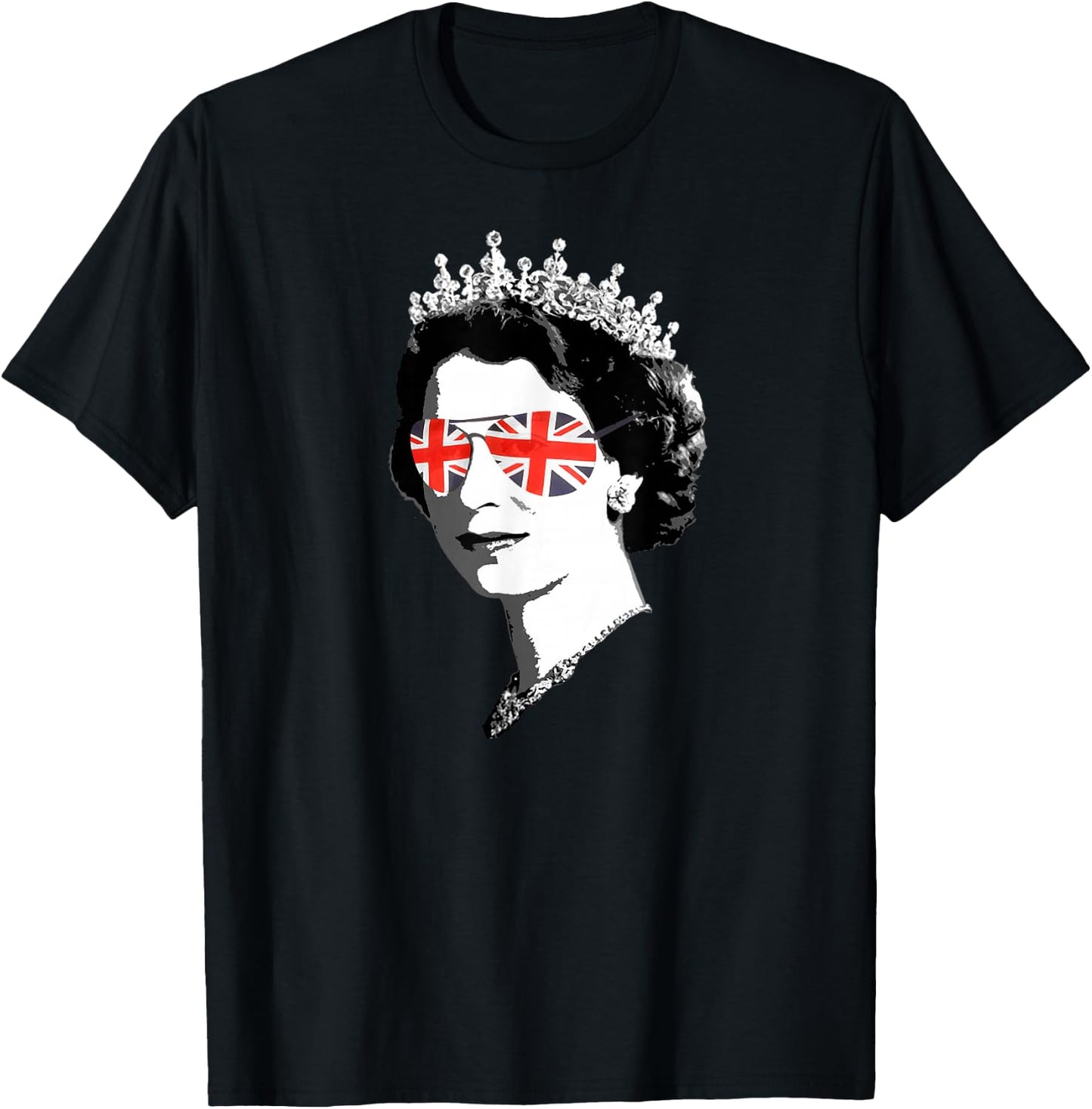 Queen Elizabeth II Sunglasses British Crown Union Jack T-Shirt - T-Shirt | Black