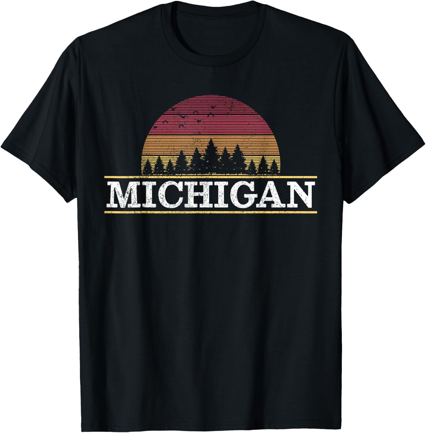 Michigan Vintage Retro Nature Outdoor Souvenir Gift T-Shirt - T-Shirt | Black