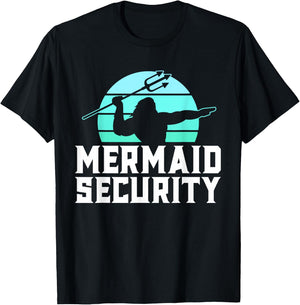 Mermaid Security Shirt Men's Boys Swimmer Dad Merdad Trident T-Shirt - T-Shirt | Black