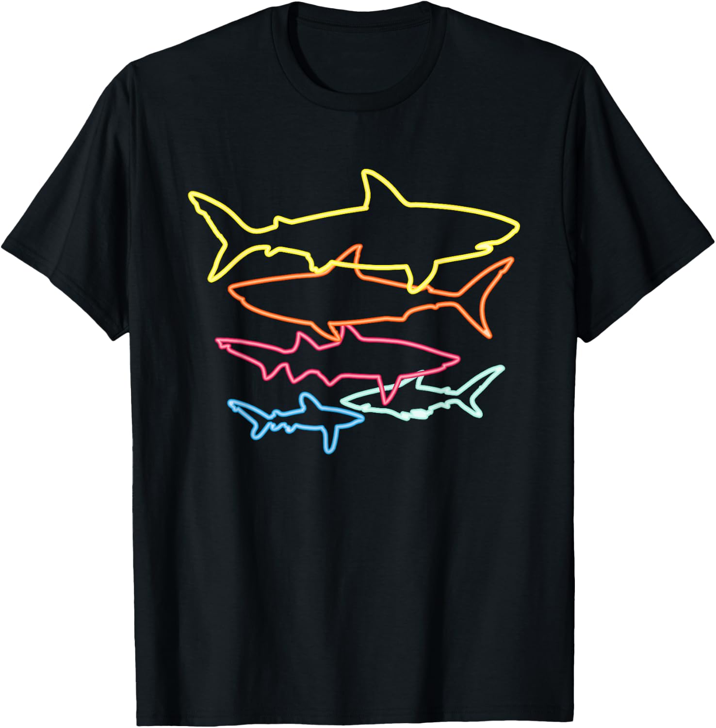 Retro 80s Shark Clothes Shark Party Kids Women Men Sharks T-Shirt - T-Shirt | Black