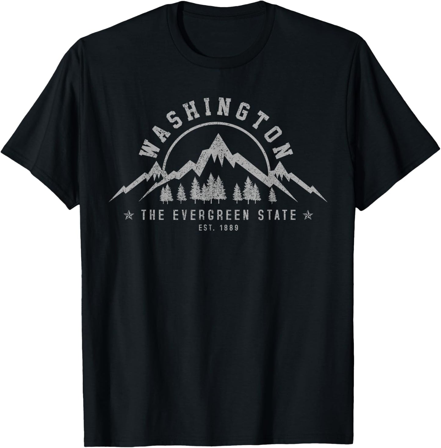 Washington The Evergreen State Nature Mountains Outdoor T-Shirt - T-Shirt | Black