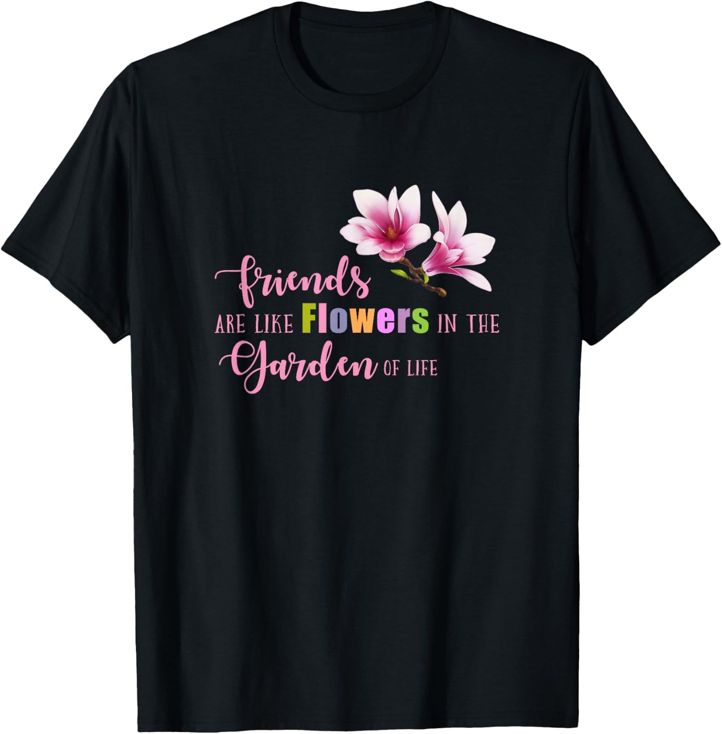 Women T Shirt Cute Best Friend Friendship Flower Girls T-Shirt - T-Shirt | Black