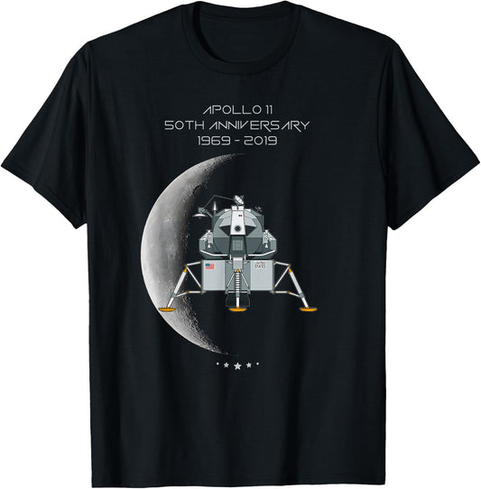 Apollo 11 50Th Anniversary Lunar Module Moon The Eagle Shirt T-Shirt - T-Shirt | Black
