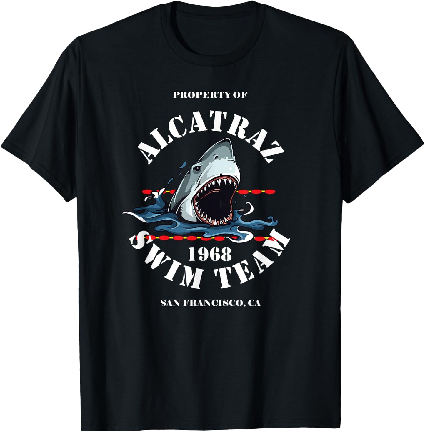Alcatraz Swim Team Vintage Club Tee1968 Great White T-Shirt - T-Shirt | Black