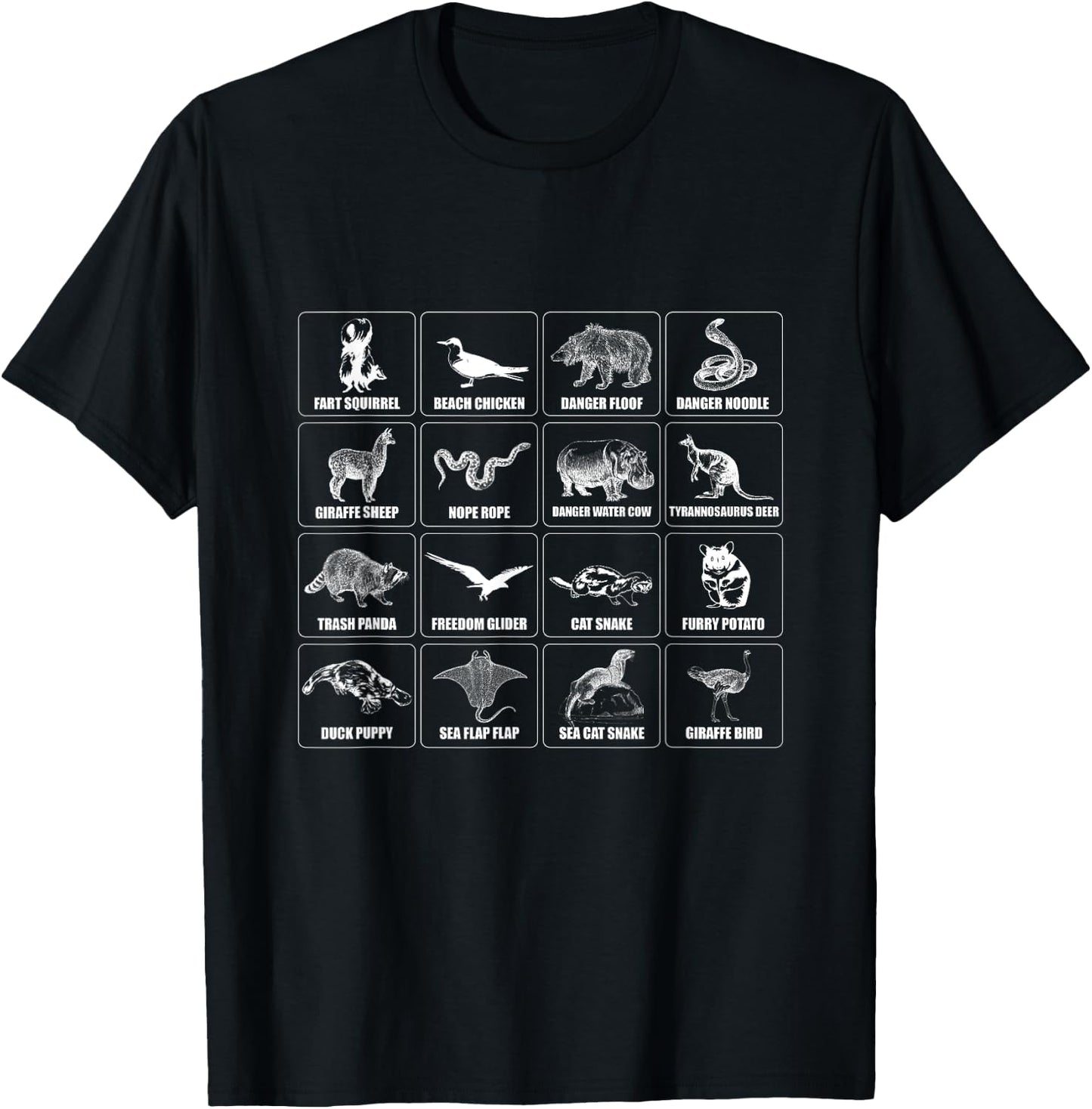 Internet Meme Animals Funny Animal Names Of The World T-Shirt - T-Shirt | Black