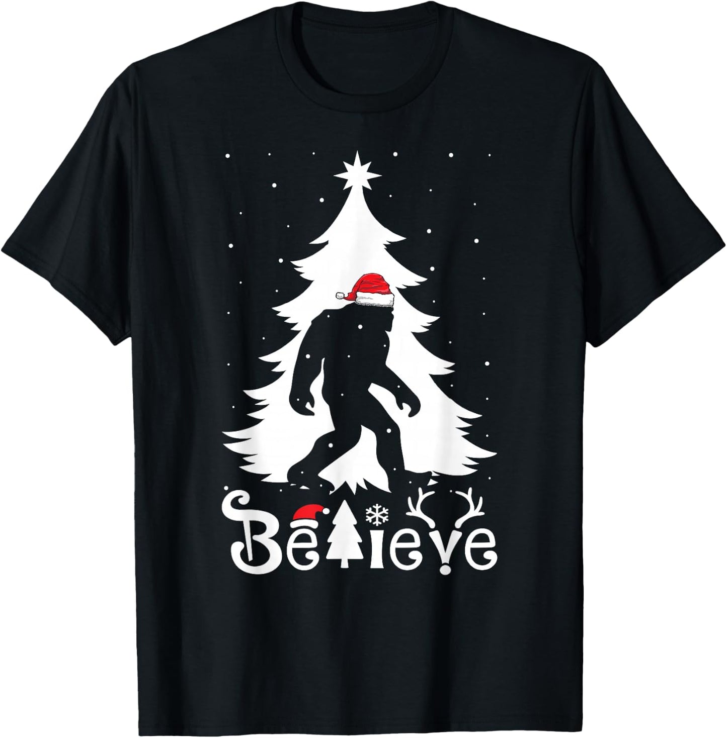 Bigfoot Boys Girls Funny Christmas T-Shirt - T-Shirt | Black