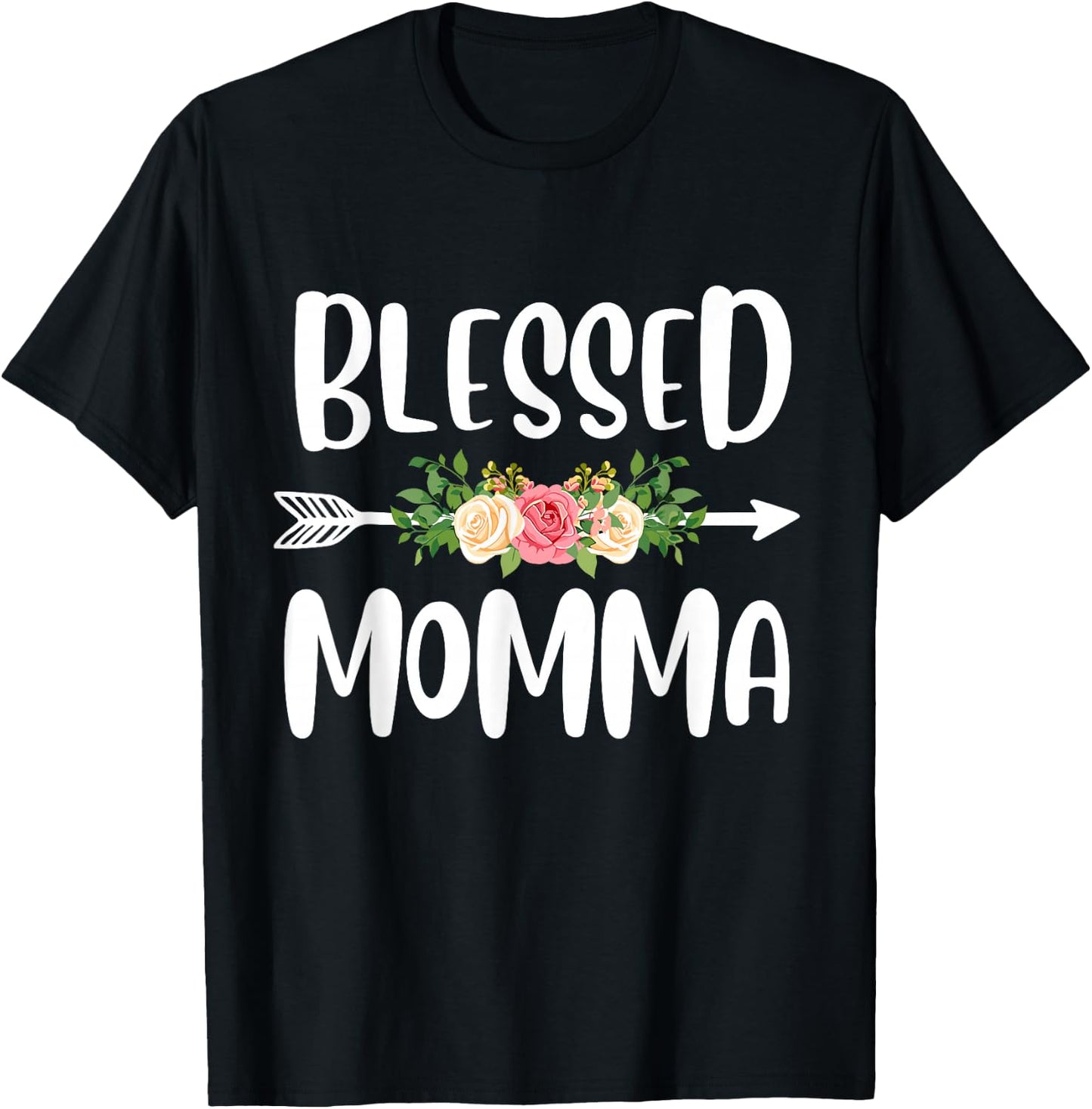 Blessed to be called Momma Floral Arrow Design Mothers Day T-Shirt - T-Shirt | Black