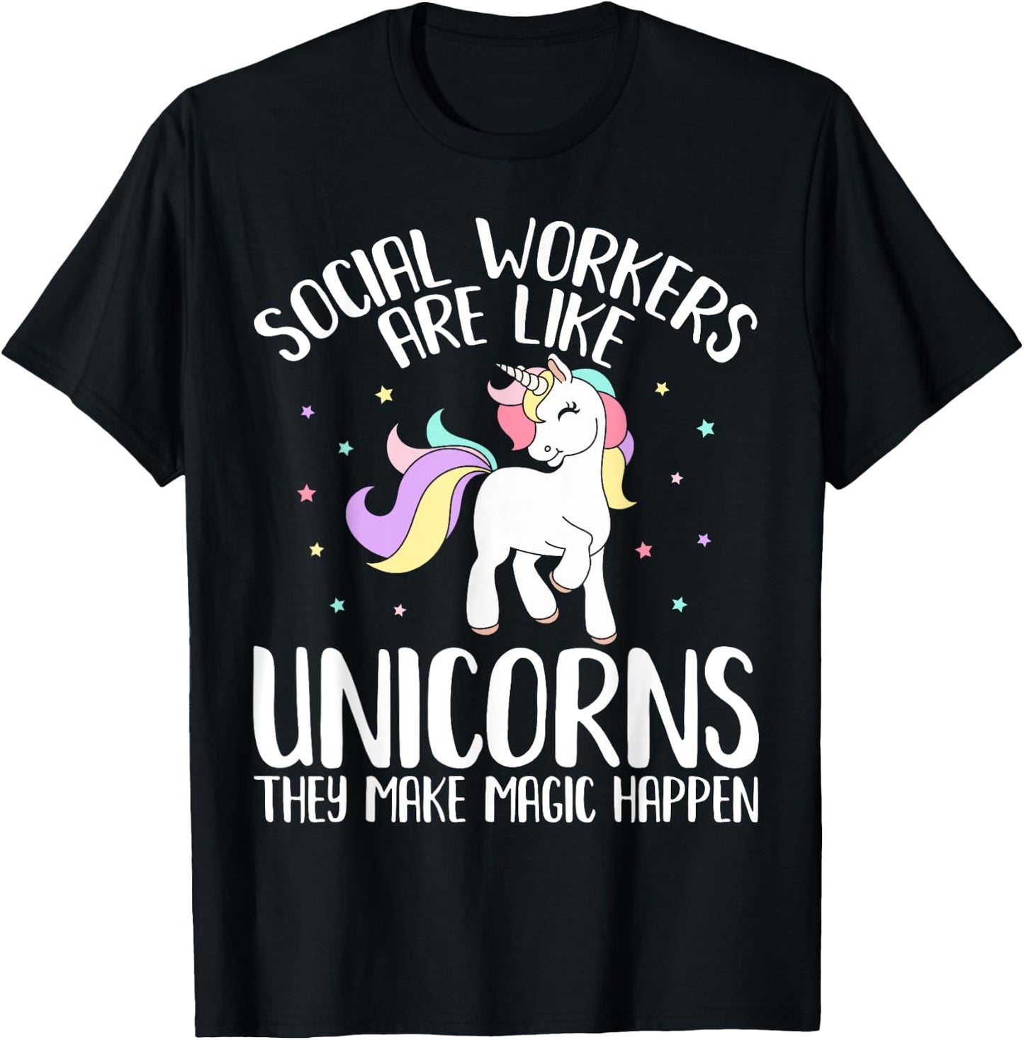 Women Social Workers Make Magic Happens Unicorn Social Work T-Shirt - T-Shirt | Black