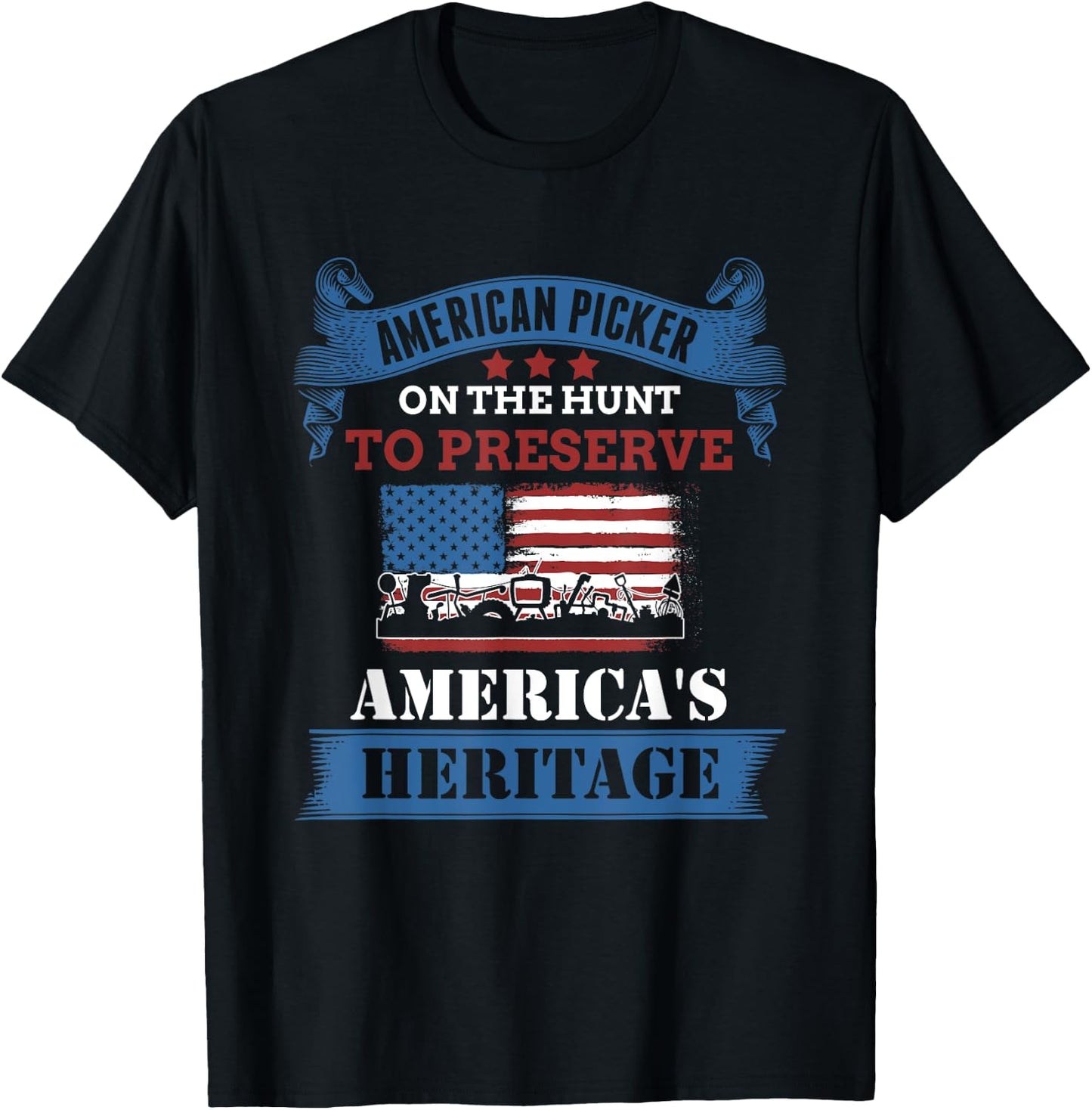 Patriotic Heritage Pickers T-Shirt - T-Shirt | Black