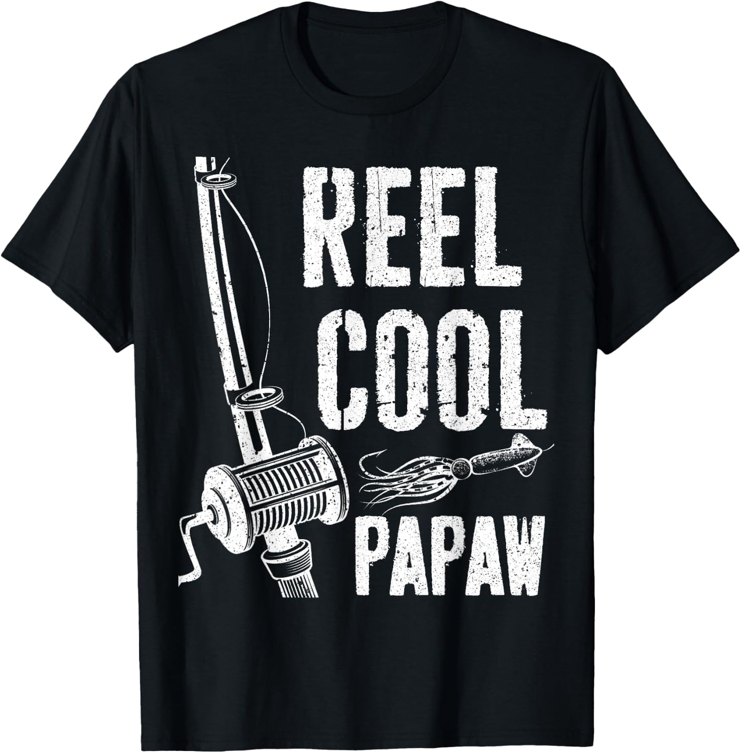 Reel Cool Papaw Shirt Men Papa Fisherman Fathers Day T-Shirt - T-Shirt | Black